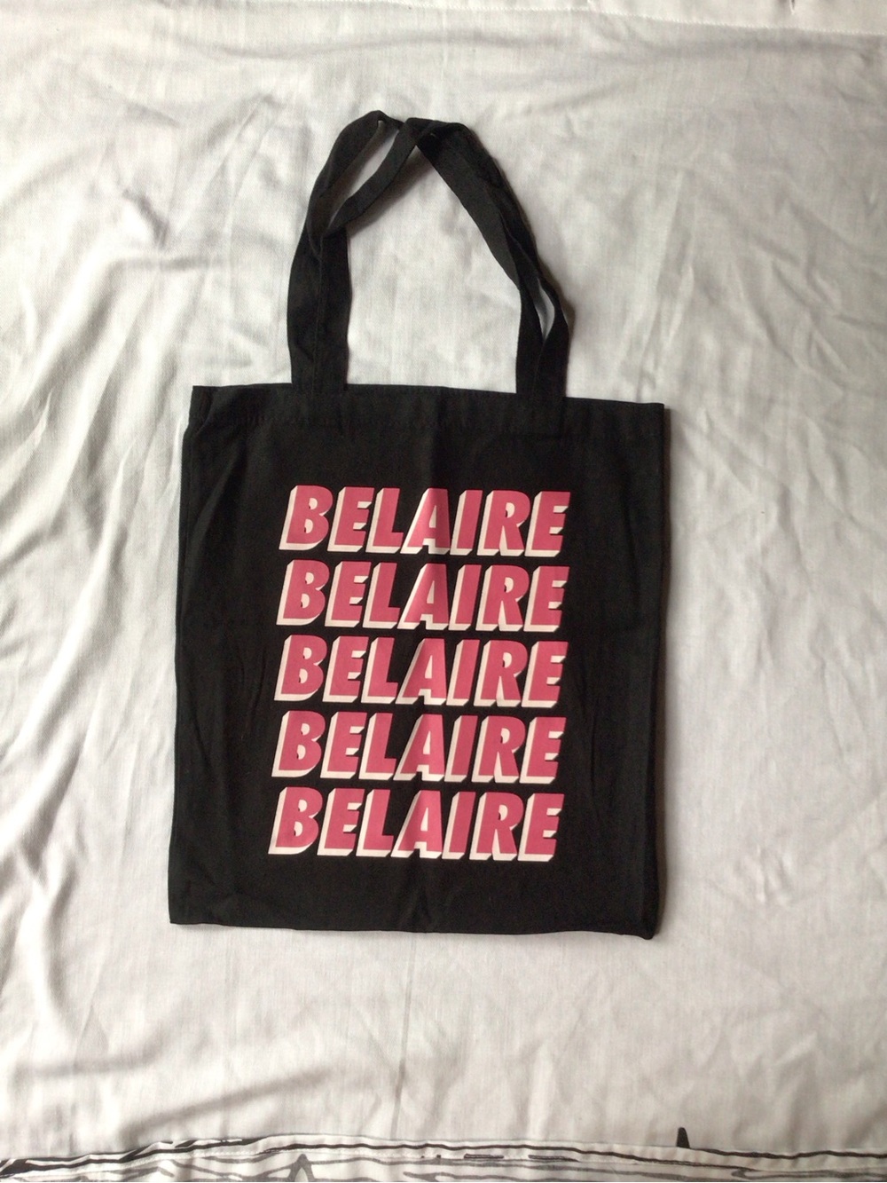 BEL AIRE Black Tote with Pink Logo Print